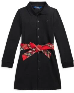 Polo Ralph Lauren Kids Plaid-Sash Knit Oxford Dress (Little Kids)