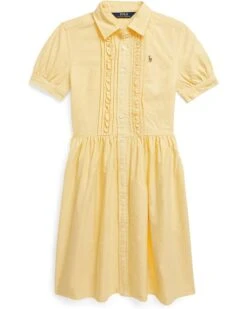Polo Ralph Lauren Kids Ruffled Cotton Oxford Shirtdress (Big Kids)