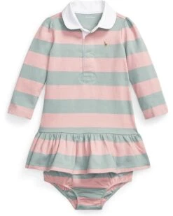 Polo Ralph Lauren Kids Striped Cotton Rugby Dress & Bloomer (Infant)