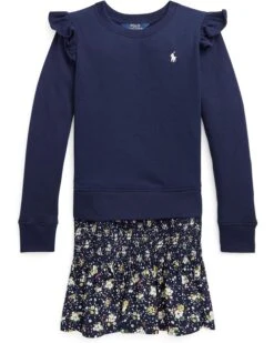 Polo Ralph Lauren Kids Chambray & Fleece Sweatshirt Dress (Big Kids)