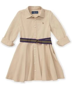 Polo Ralph Lauren Kids Belted Cotton Chino Shirtdress (Little Kids)