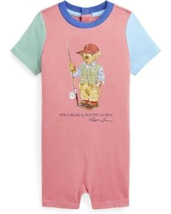 Polo Ralph Lauren Kids Polo Bear Color-Blocked Cotton Shortall (Infant)