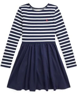 Polo Ralph Lauren Kids Striped Stretch Ponte Dress (Big Kids)