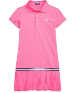 Polo Ralph Lauren Kids Pleated Stretch Mesh Polo Dress (Big Kids)