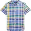 Polo Ralph Lauren Kids Plaid Cotton Poplin Short Sleeve Shirt (Toddler)
