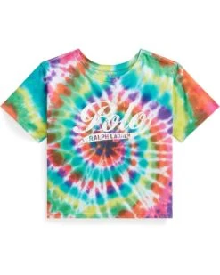 Polo Ralph Lauren Kids Tie-Dye Logo Cotton Jersey Boxy Tee (Big Kids)