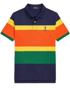 Polo Ralph Lauren Kids Striped Cotton Mesh Polo Shirt (Big Kids)