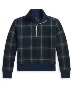 Polo Ralph Lauren Kids Plaid Double-Knit 1/4 Zip Pullover (Little Kids)