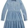 Polo Ralph Lauren Kids Tiered Chambray Shirtdress (Big Kids)