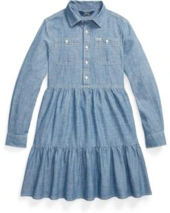 Polo Ralph Lauren Kids Tiered Chambray Shirtdress (Big Kids)