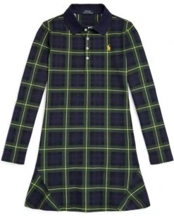 Polo Ralph Lauren Kids Plaid Stretch Mesh Polo Dress (Big Kids)