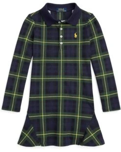 Polo Ralph Lauren Kids Plaid Stretch Mesh Polo Dress (Little Kids)