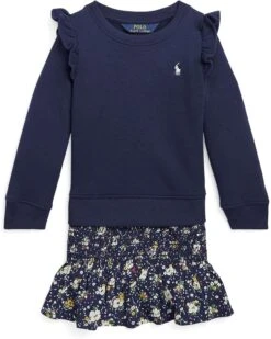 Polo Ralph Lauren Kids Chambray & Fleece Sweatshirt Dress (Toddler)