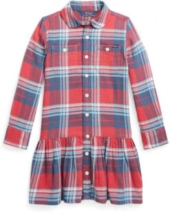 Polo Ralph Lauren Kids Plaid Cotton Twill Shirtdress (Little Kids)