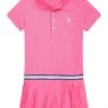 Polo Ralph Lauren Kids Pleated Stretch Mesh Polo Dress (Little Kids)