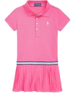 Polo Ralph Lauren Kids Pleated Stretch Mesh Polo Dress (Toddler)