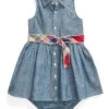 Polo Ralph Lauren Kids Belted Chambray Shirtdress & Bloomer (Infant)