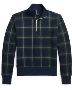 Polo Ralph Lauren Kids Plaid Double-Knit 1/4 Zip Pullover (Big Kids)